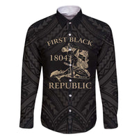 Personalized Haiti First Black Republic Family Matching Off The Shoulder Long Sleeve Dress and Hawaiian Shirt Negre Marron With Map And Flag