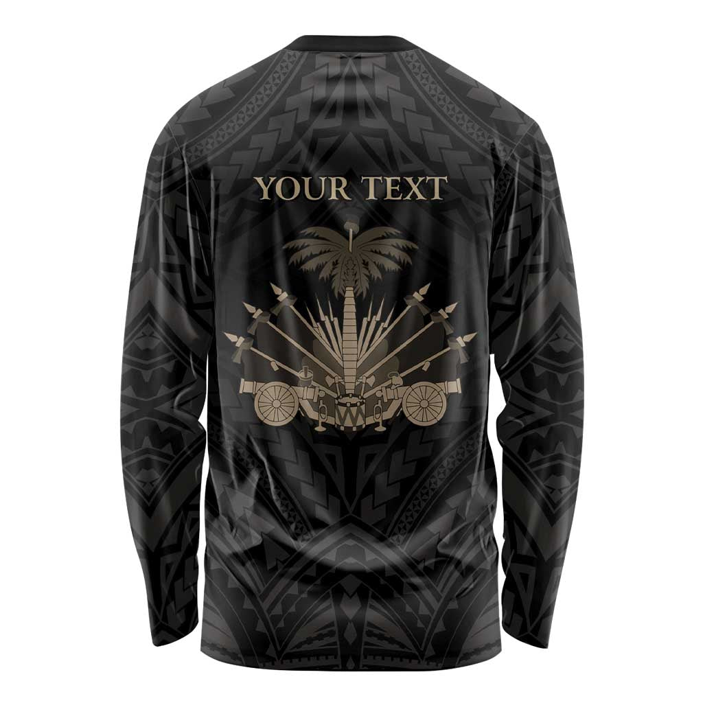 Personalized Haiti First Black Republic Long Sleeve Shirt Negre Marron With Map And Flag