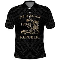 Personalized Haiti First Black Republic Polo Shirt Negre Marron With Map And Flag