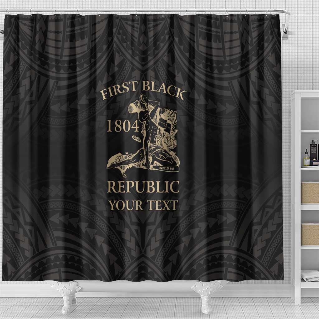 Personalized Haiti First Black Republic Shower Curtain Negre Marron With Map And Flag