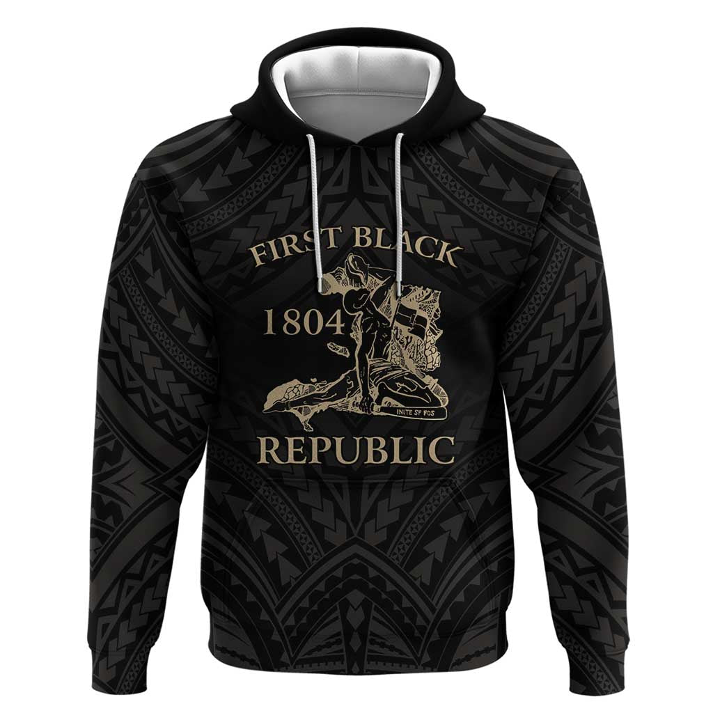 Personalized Haiti First Black Republic Zip Hoodie Negre Marron With Map And Flag
