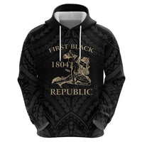 Personalized Haiti First Black Republic Zip Hoodie Negre Marron With Map And Flag
