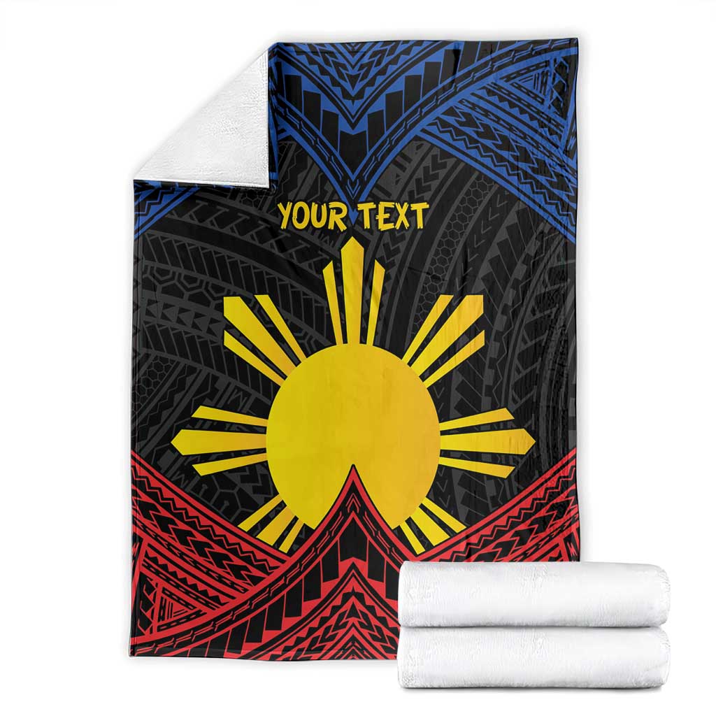 Personalized Philippines Blanket Polynesian Tribal Tattoo with Filipino Flag Motif