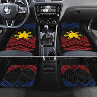 Personalized Philippines Car Mats Polynesian Tribal Tattoo with Filipino Flag Motif