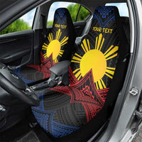 Personalized Philippines Car Seat Cover Polynesian Tribal Tattoo with Filipino Flag Motif