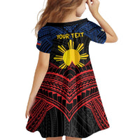 Personalized Philippines Family Matching Off Shoulder Maxi Dress and Hawaiian Shirt Polynesian Tribal Tattoo with Filipino Flag Motif