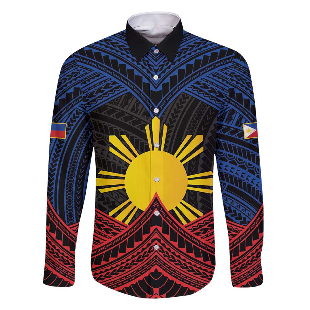 Personalized Philippines Family Matching Short Sleeve Bodycon Dress and Hawaiian Shirt Polynesian Tribal Tattoo with Filipino Flag Motif
