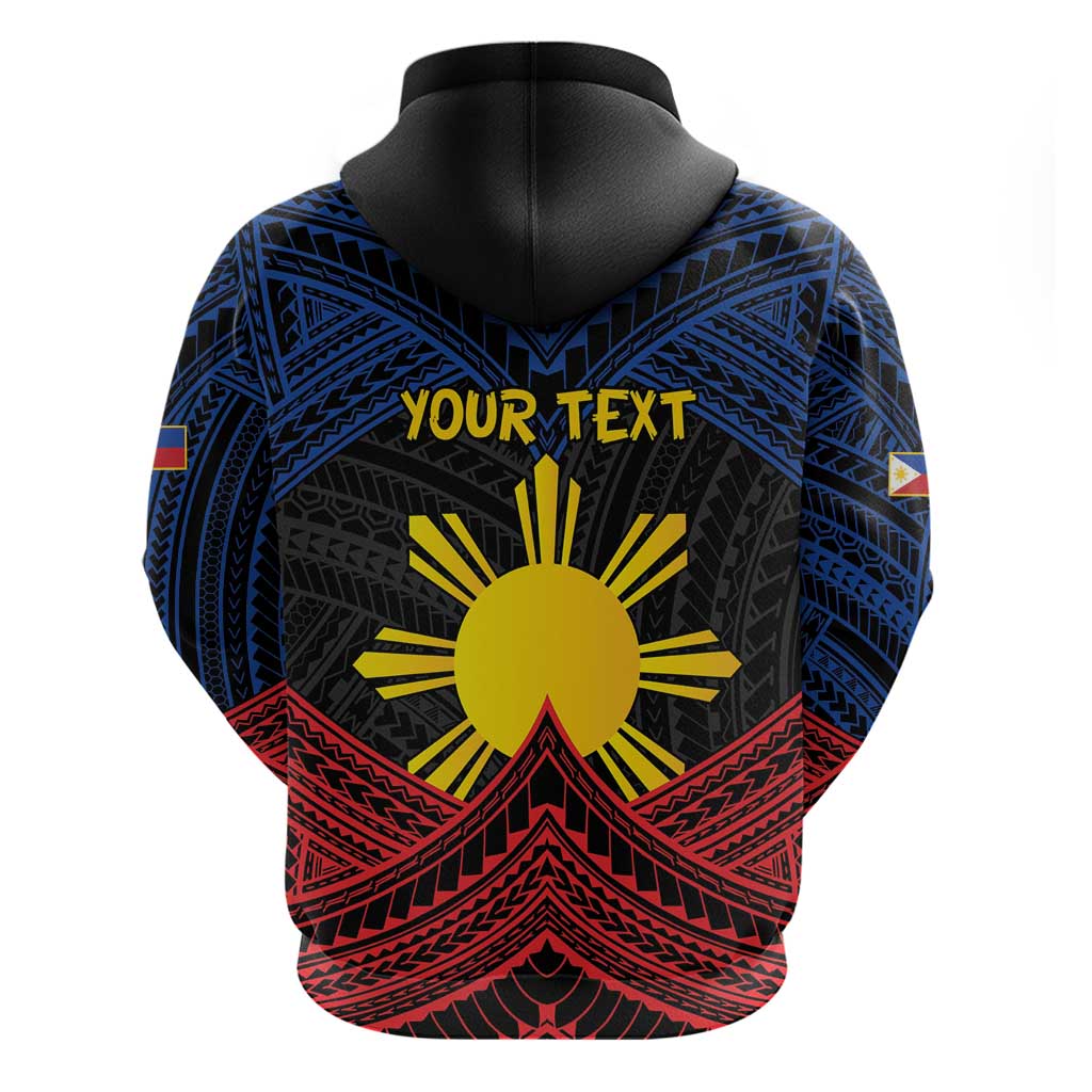 Personalized Philippines Hoodie Polynesian Tribal Tattoo with Filipino Flag Motif