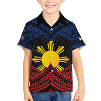 Personalized Philippines Kid Hawaiian Shirt Polynesian Tribal Tattoo with Filipino Flag Motif