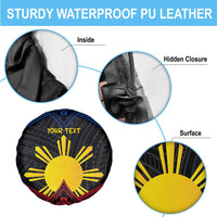 Personalized Philippines Spare Tire Cover Polynesian Tribal Tattoo with Filipino Flag Motif