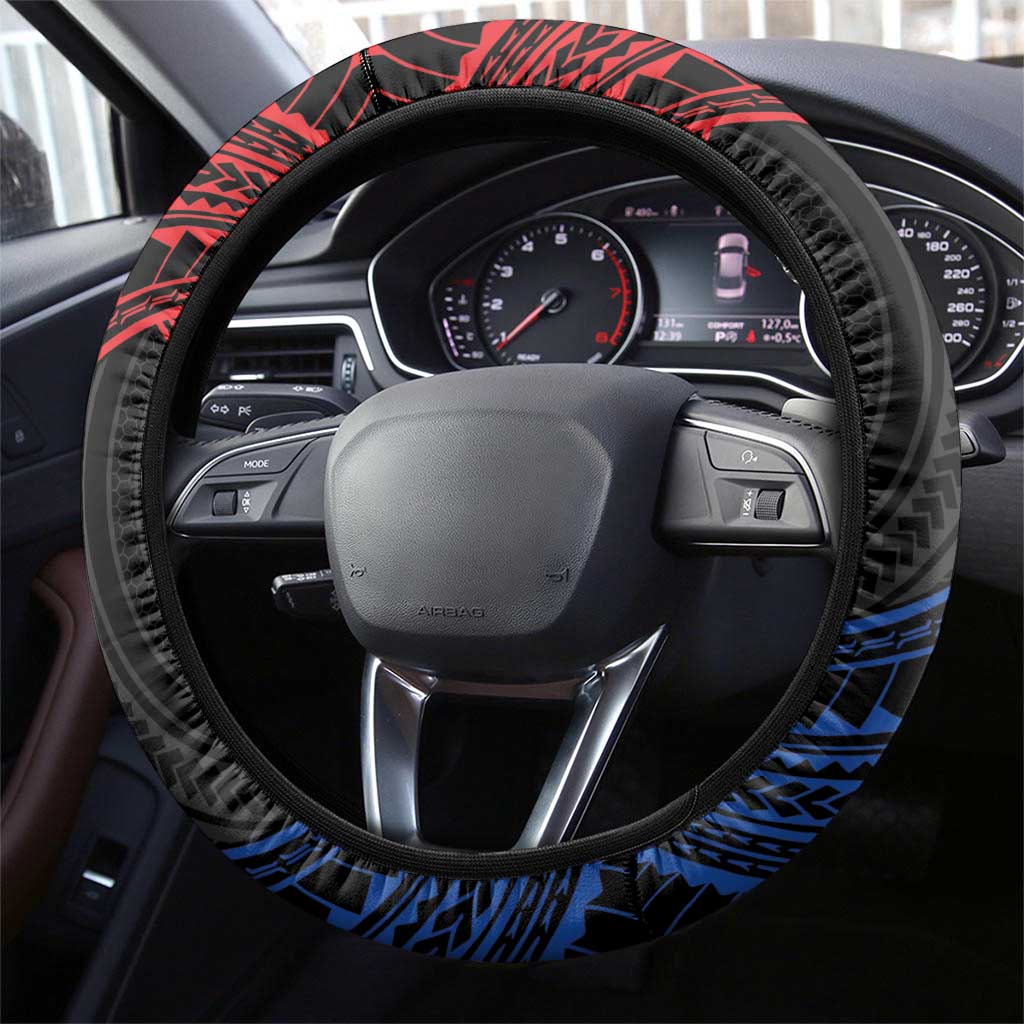 Philippines Steering Wheel Cover Polynesian Tribal Tattoo with Filipino Flag Motif