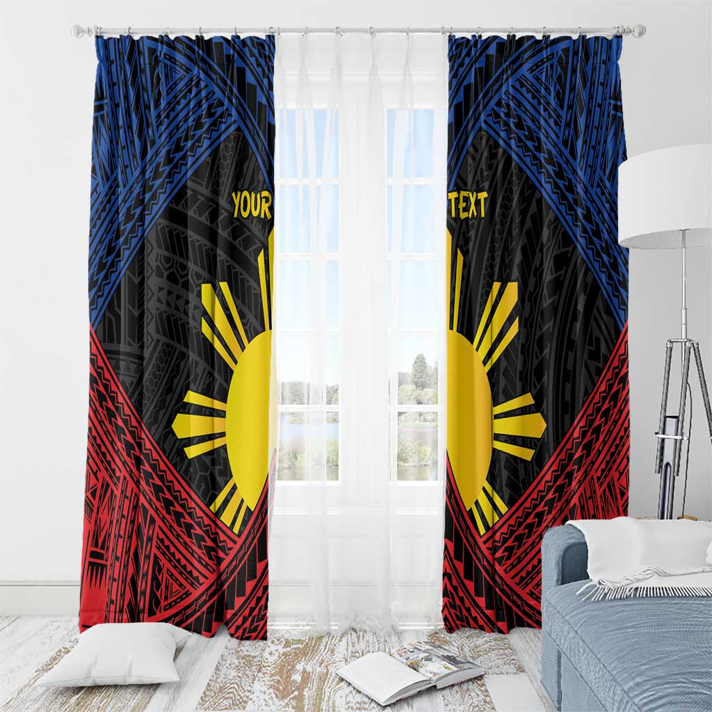 Personalized Philippines Window Curtain Polynesian Tribal Tattoo with Filipino Flag Motif