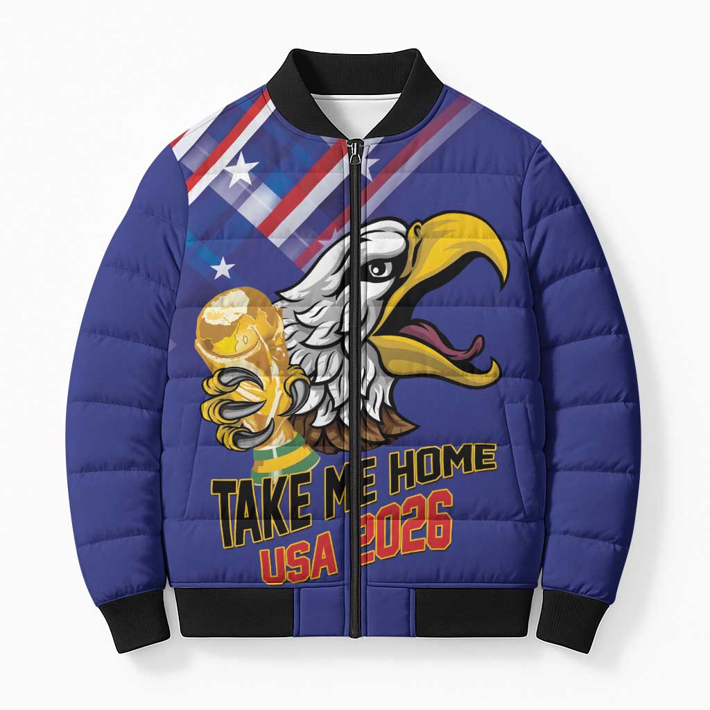United States 2026 Personalized Bomber Puffer Jacket Take Me Home Soccer Blue