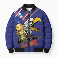 United States 2026 Personalized Bomber Puffer Jacket Take Me Home Soccer Blue