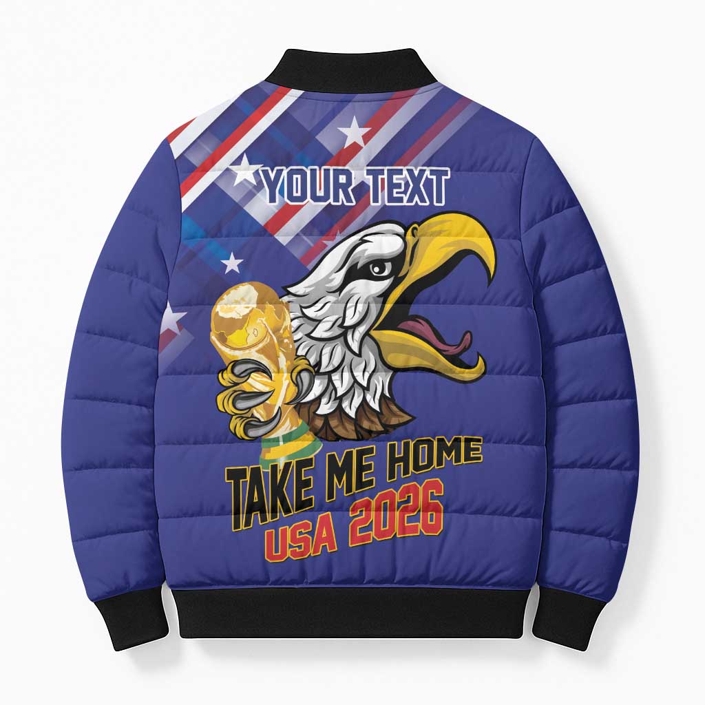 United States 2026 Personalized Bomber Puffer Jacket Take Me Home Soccer Blue