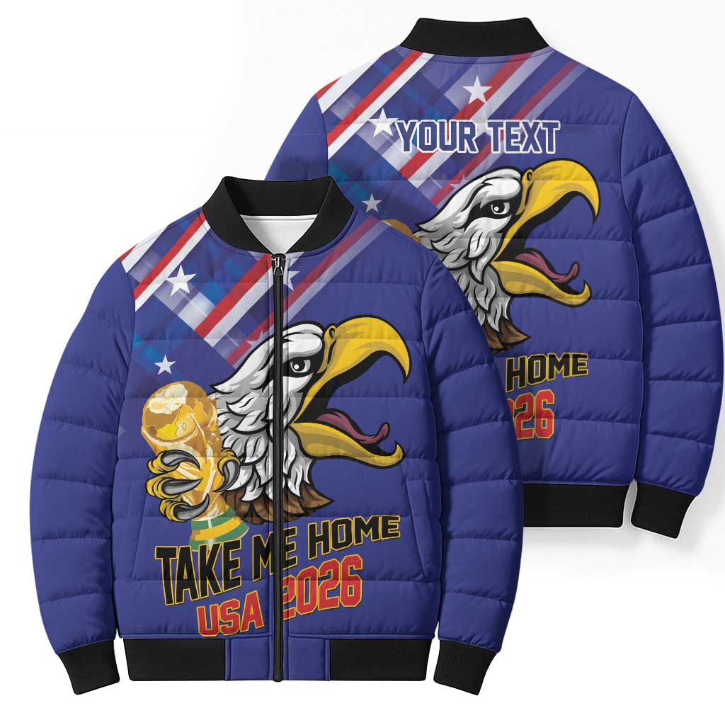 United States 2026 Personalized Bomber Puffer Jacket Take Me Home Soccer Blue