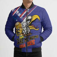 United States 2026 Personalized Bomber Puffer Jacket Take Me Home Soccer Blue