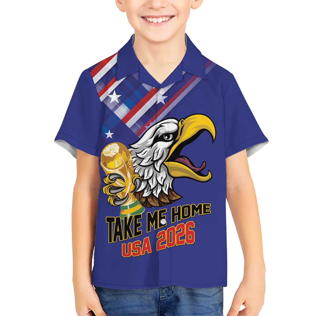 United States 2026 Personalized Kid Hawaiian Shirt Take Me Home Soccer Blue