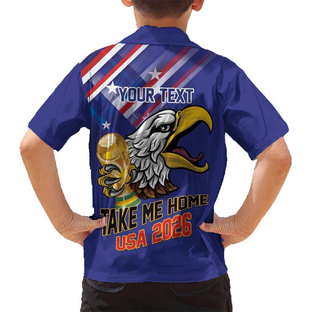 United States 2026 Personalized Kid Hawaiian Shirt Take Me Home Soccer Blue