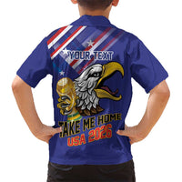 United States 2026 Personalized Kid Hawaiian Shirt Take Me Home Soccer Blue