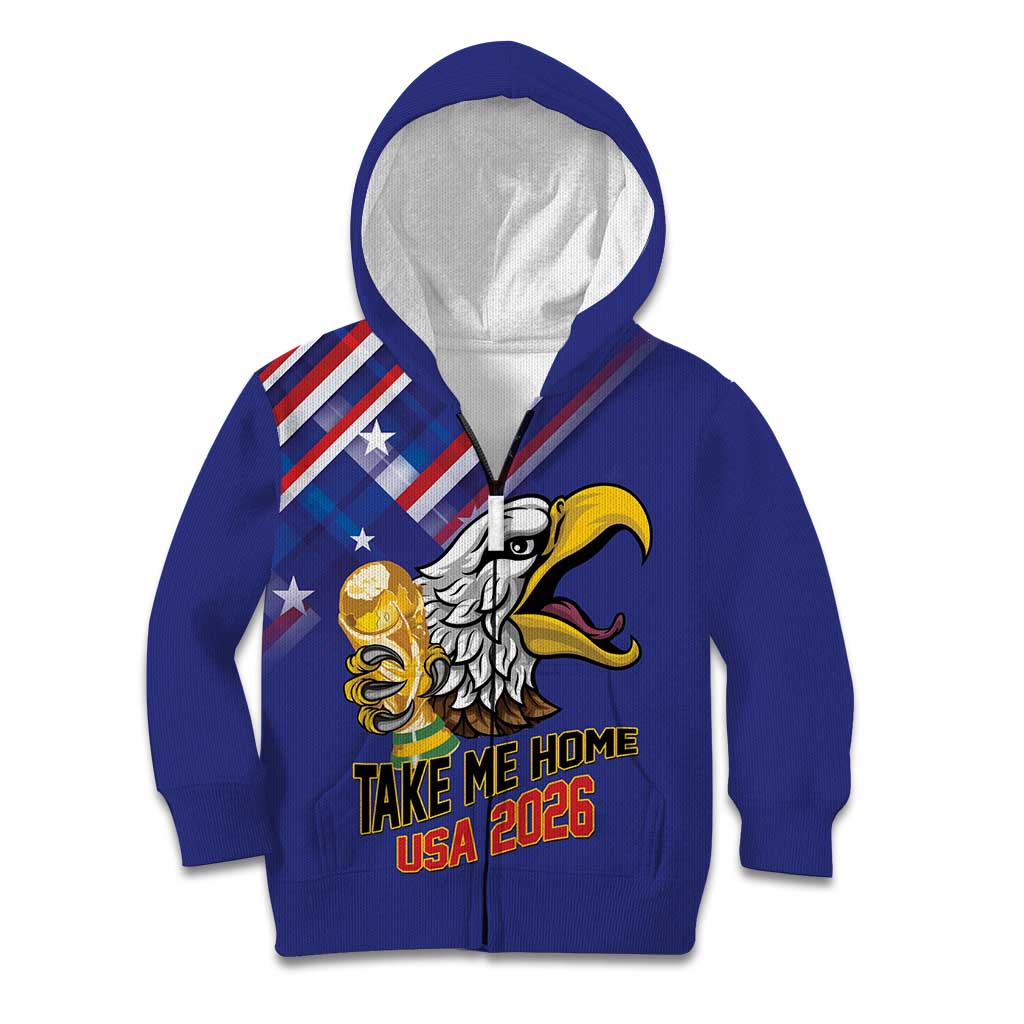 United States 2026 Personalized Kid Hoodie Take Me Home Soccer Blue