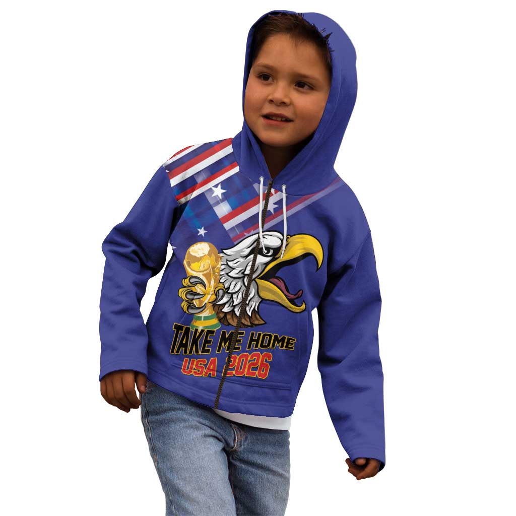 United States 2026 Personalized Kid Hoodie Take Me Home Soccer Blue