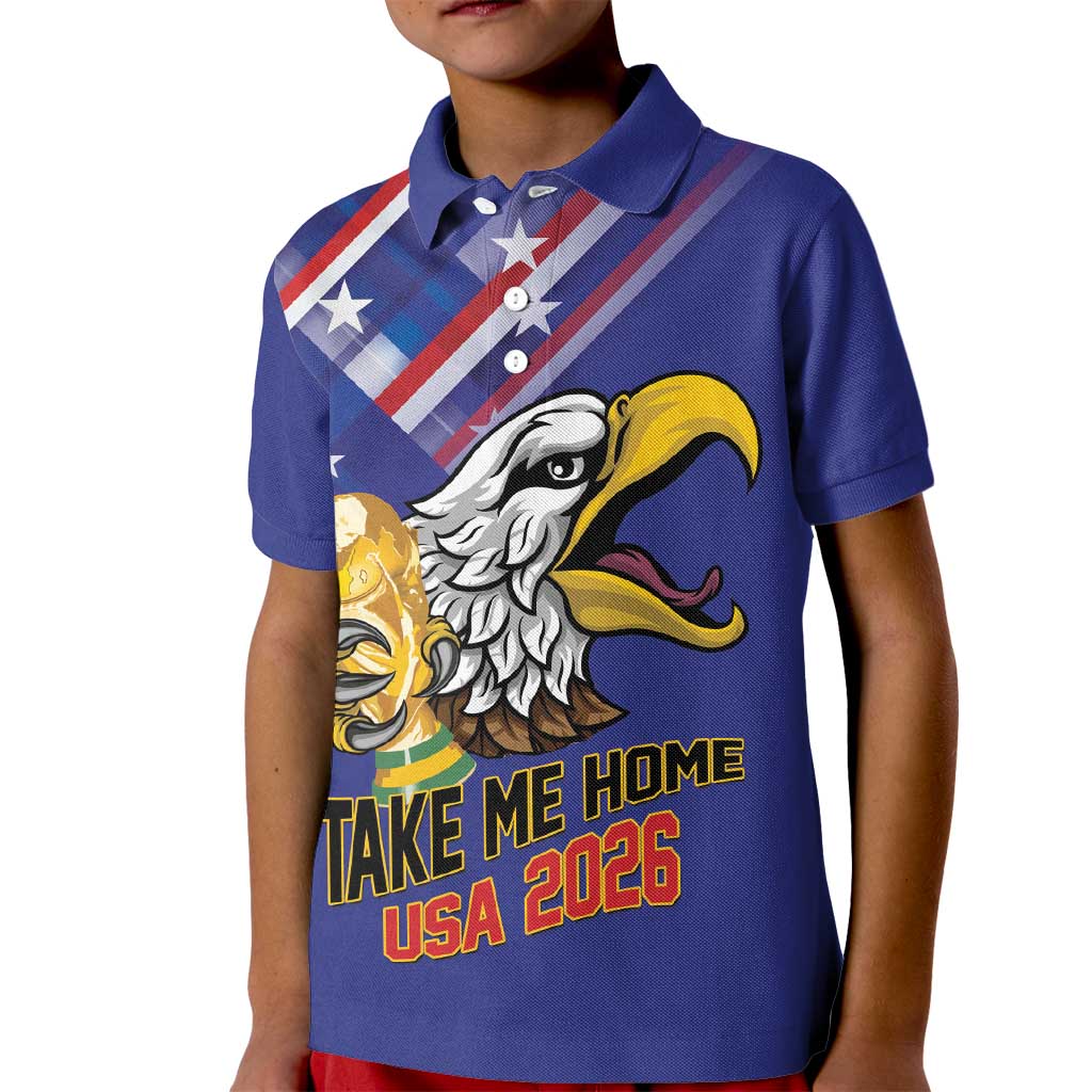 United States 2026 Personalized Kid Polo Shirt Take Me Home Soccer Blue