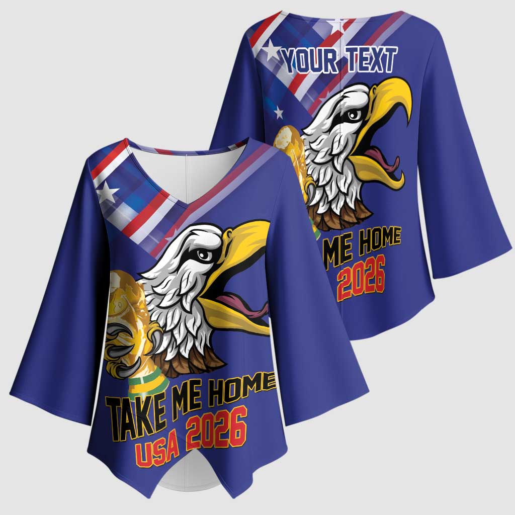 United States 2026 Personalized Kimono Sleeve Blouse Take Me Home Soccer Blue