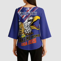 United States 2026 Personalized Kimono Sleeve Blouse Take Me Home Soccer Blue