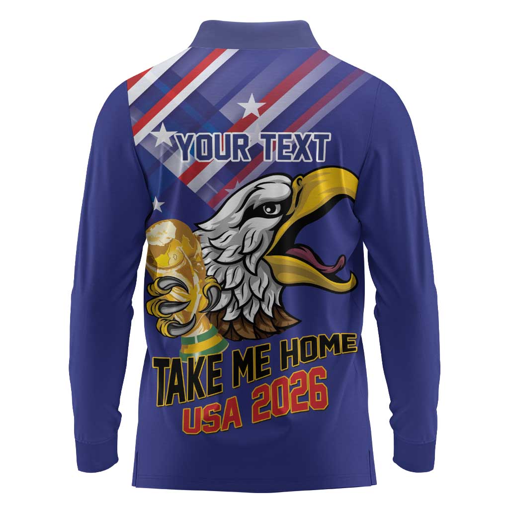 United States 2026 Personalized Long Sleeve Polo Shirt Take Me Home Soccer Blue