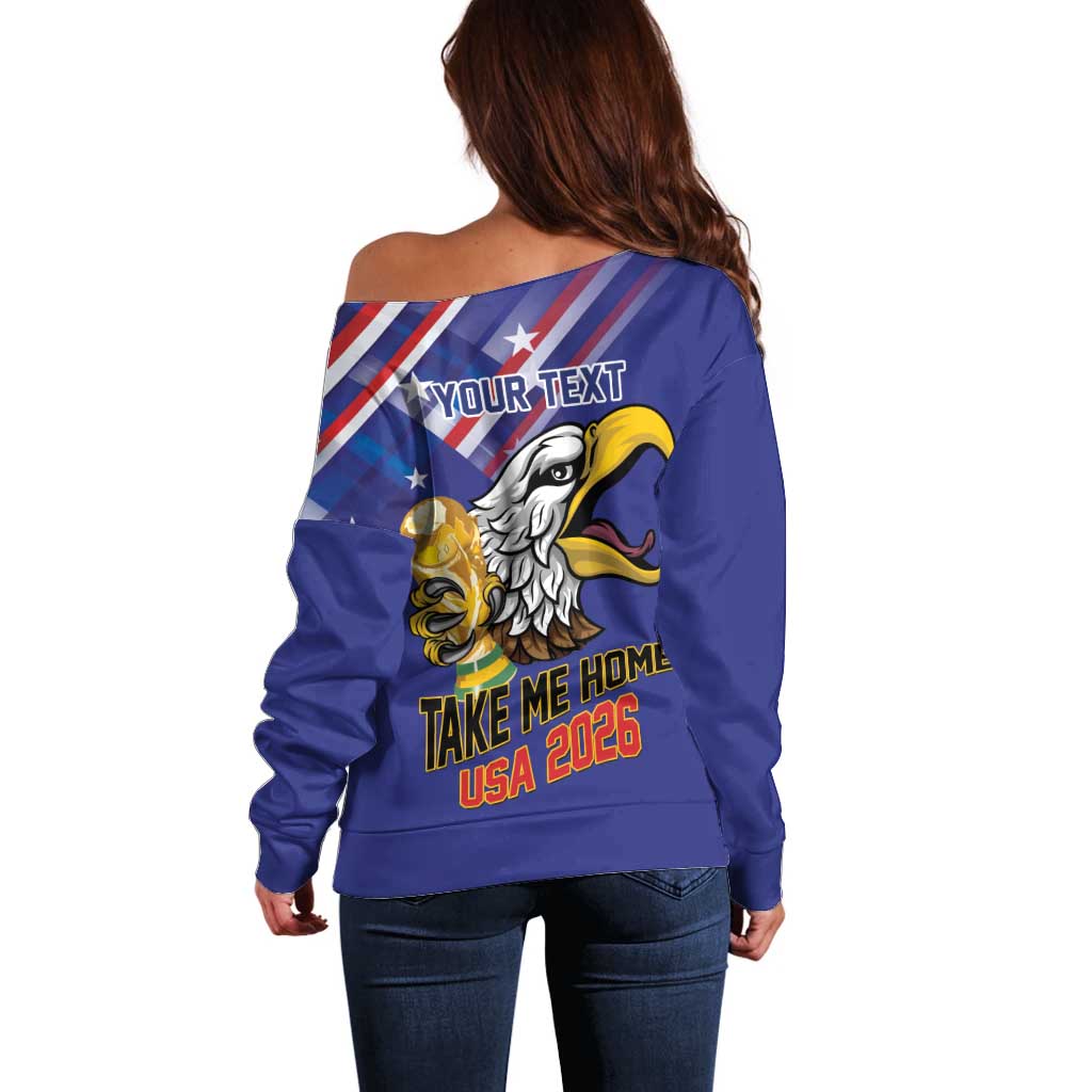 United States 2026 Personalized Off Shoulder Sweater Take Me Home Soccer Blue