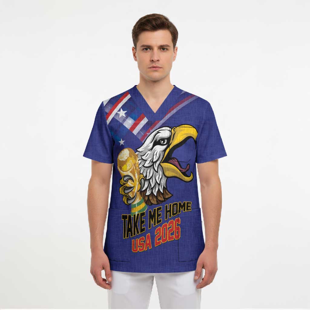 United States 2026 Personalized Scrub Top Take Me Home Soccer Blue