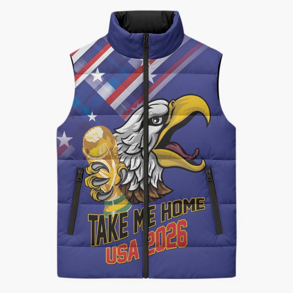 United States 2026 Personalized Sleeveless Puffer Jacket Take Me Home Soccer Blue