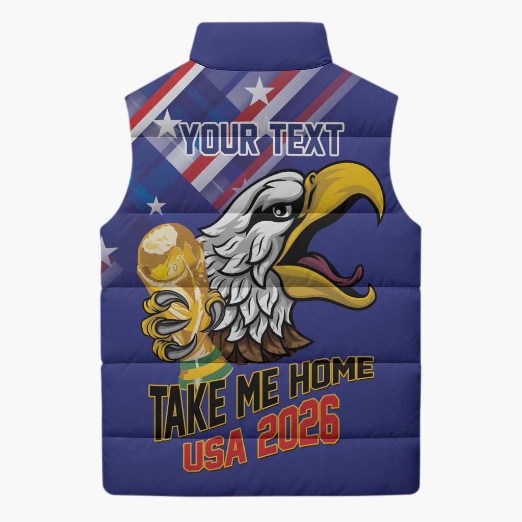 United States 2026 Personalized Sleeveless Puffer Jacket Take Me Home Soccer Blue