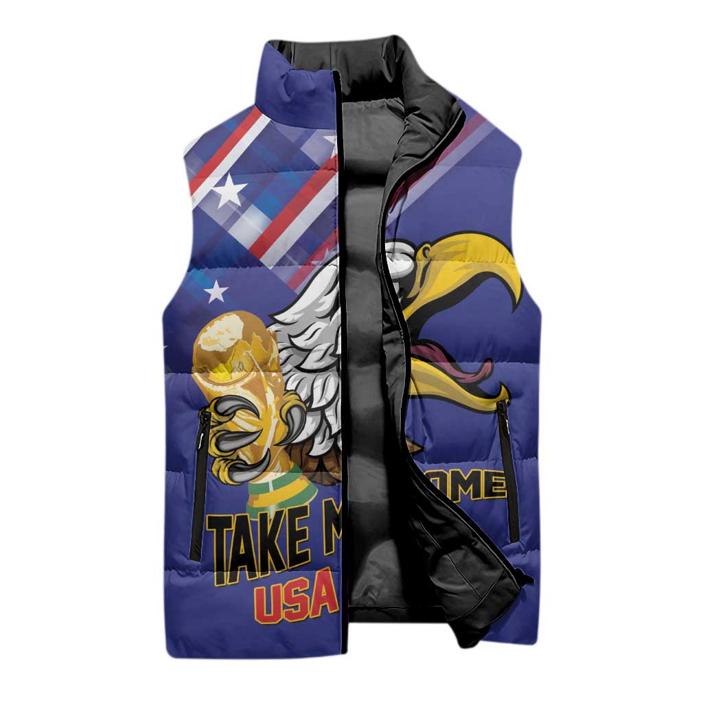 United States 2026 Personalized Sleeveless Puffer Jacket Take Me Home Soccer Blue