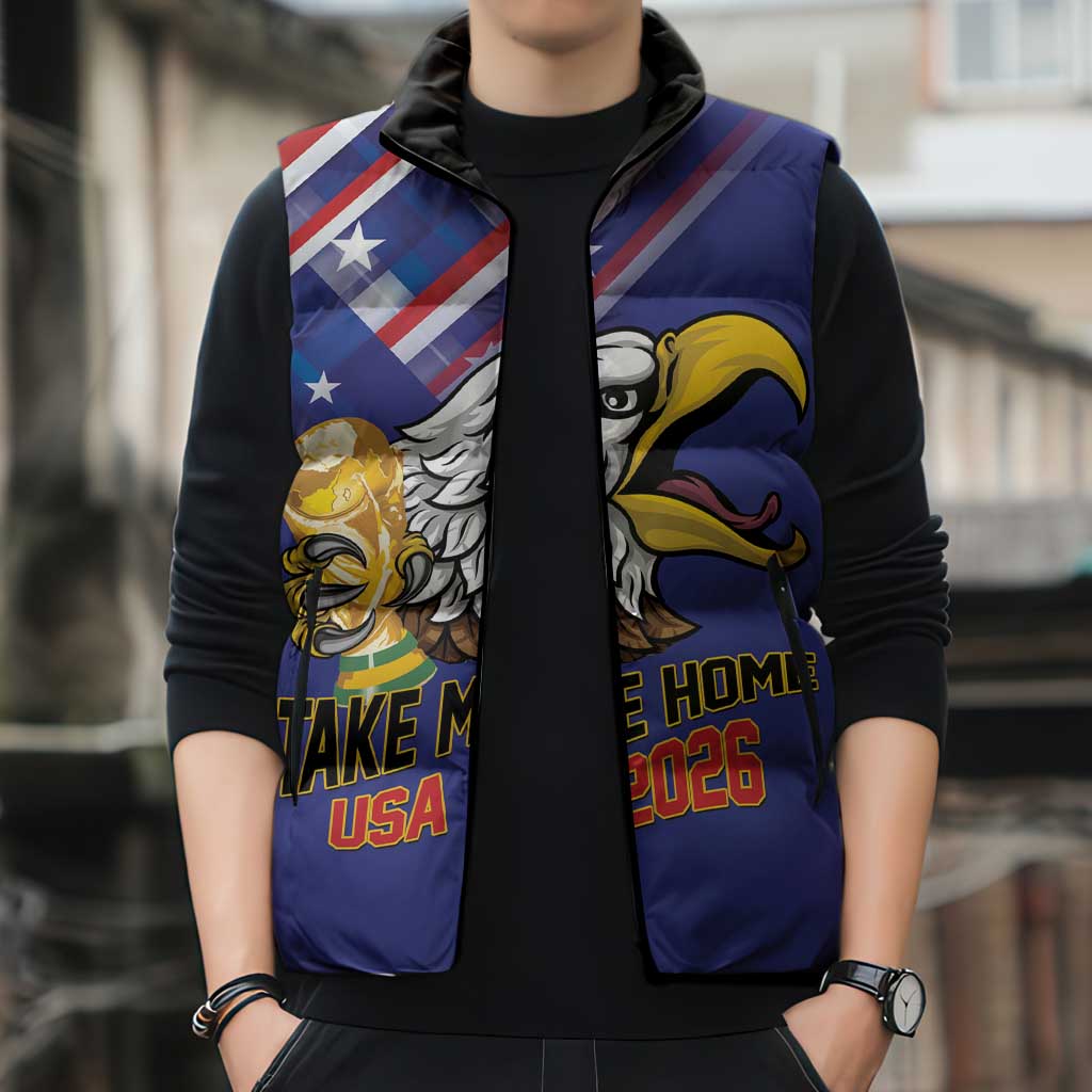 United States 2026 Personalized Sleeveless Puffer Jacket Take Me Home Soccer Blue