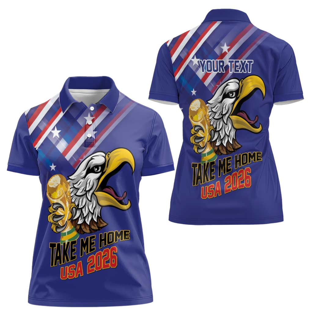 United States 2026 Personalized Women Polo Shirt Take Me Home Soccer Blue