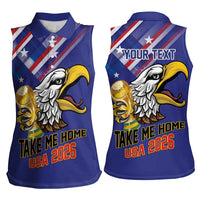 United States 2026 Personalized Women Sleeveless Polo Shirt Take Me Home Soccer Blue