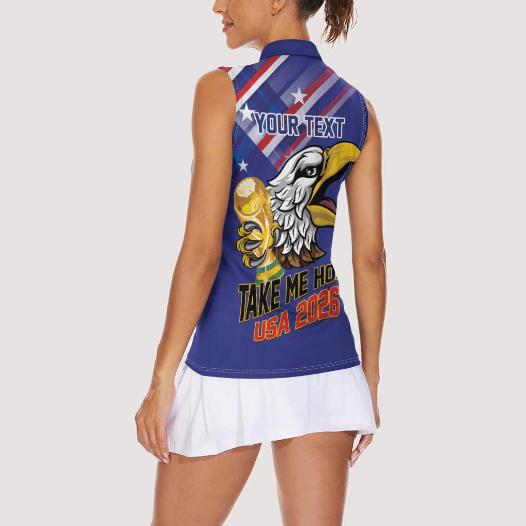 United States 2026 Personalized Women Sleeveless Polo Shirt Take Me Home Soccer Blue