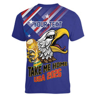 United States 2026 Personalized Women V-Neck T-Shirt Take Me Home Soccer Blue