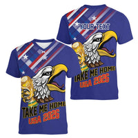 United States 2026 Personalized Women V-Neck T-Shirt Take Me Home Soccer Blue