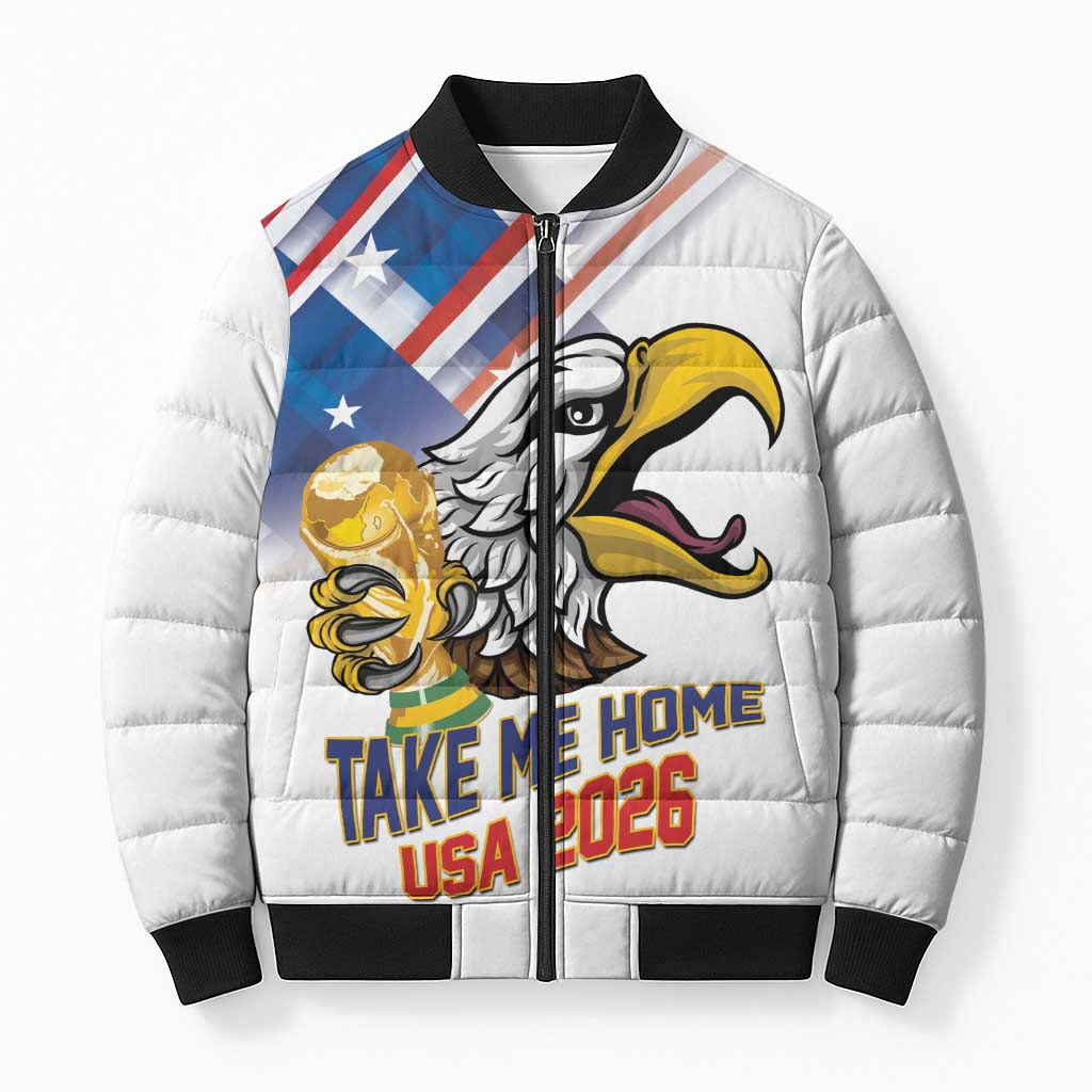 United States 2026 Personalized Bomber Puffer Jacket Take Me Home Soccer White