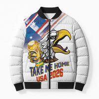 United States 2026 Personalized Bomber Puffer Jacket Take Me Home Soccer White