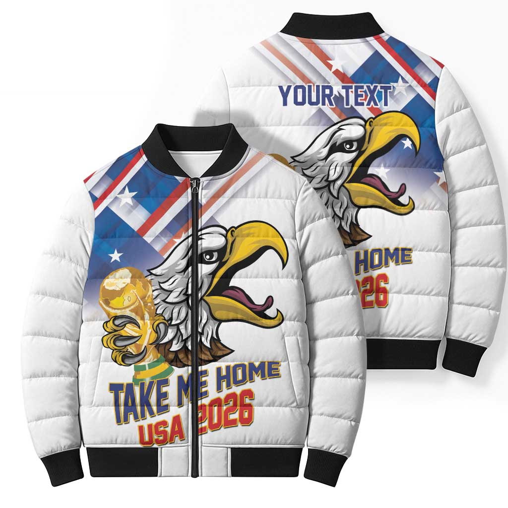 United States 2026 Personalized Bomber Puffer Jacket Take Me Home Soccer White