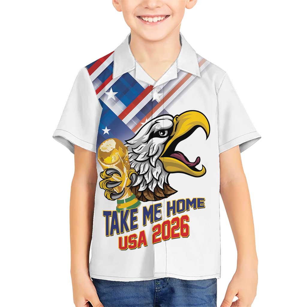 United States 2026 Personalized Kid Hawaiian Shirt Take Me Home Soccer White