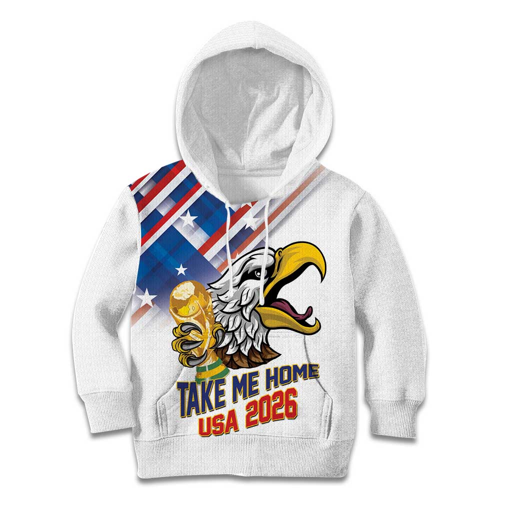 United States 2026 Personalized Kid Hoodie Take Me Home Soccer White