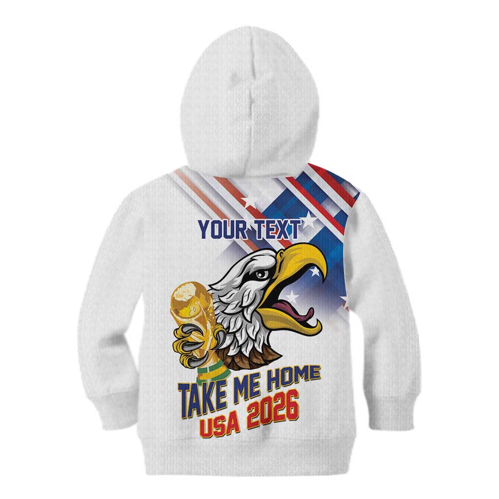 United States 2026 Personalized Kid Hoodie Take Me Home Soccer White