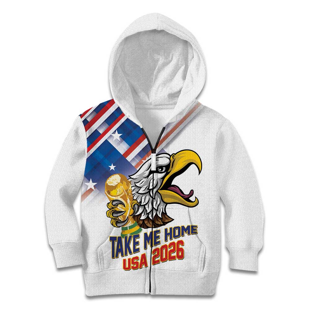 United States 2026 Personalized Kid Hoodie Take Me Home Soccer White