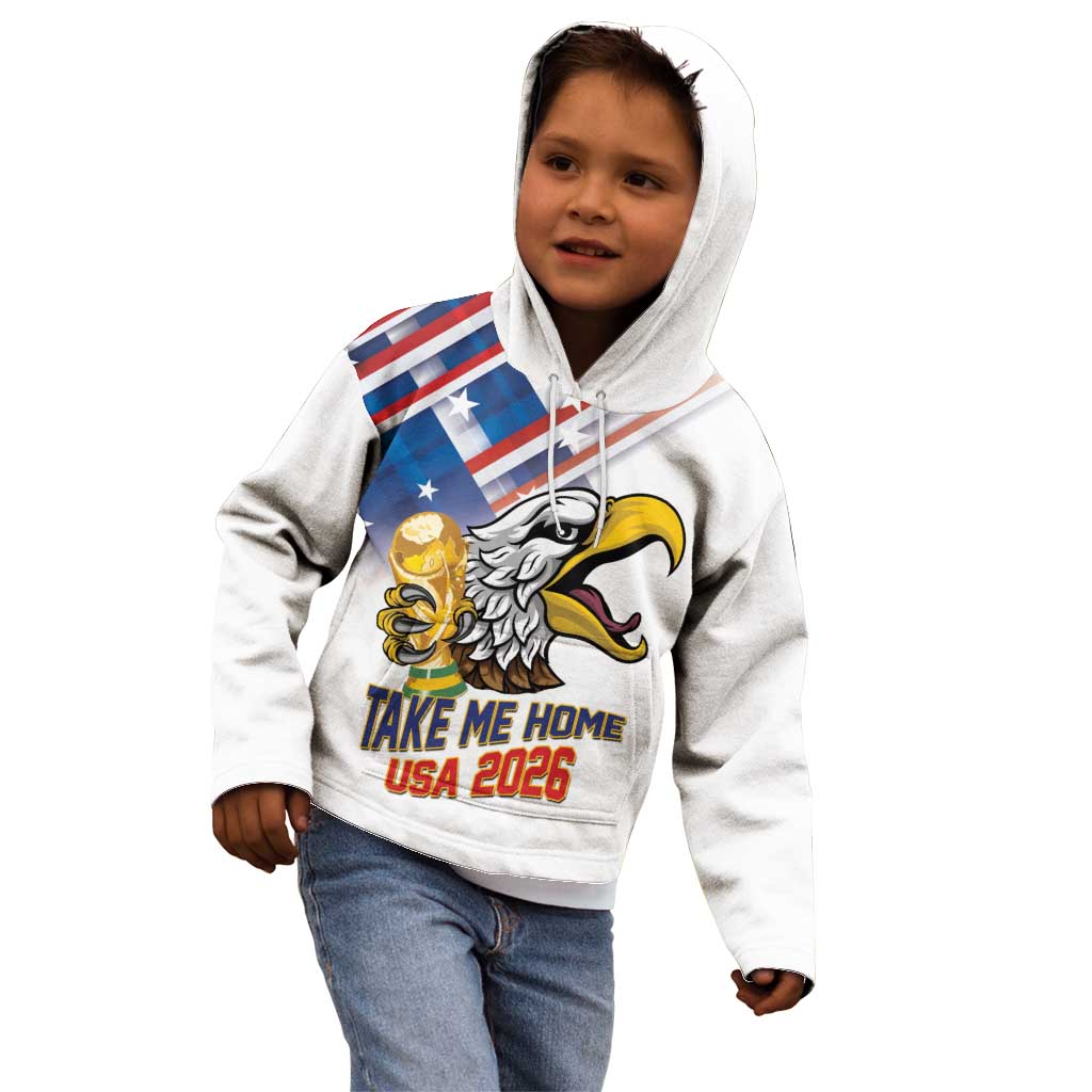 United States 2026 Personalized Kid Hoodie Take Me Home Soccer White