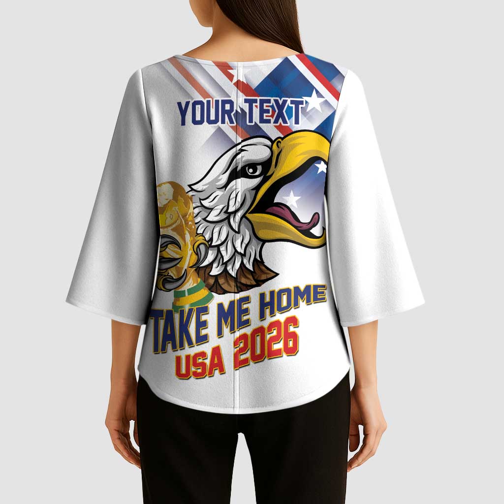 United States 2026 Personalized Kimono Sleeve Blouse Take Me Home Soccer White
